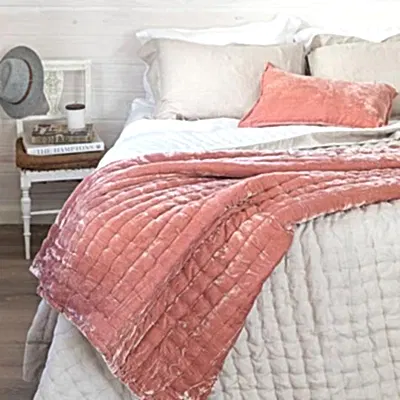 Tempt Silk Velvet Throw - Coral
